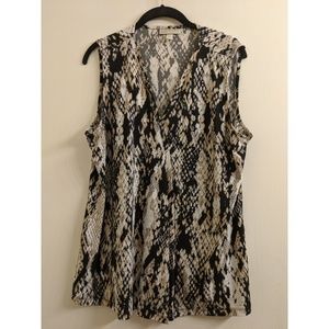 SOLD- Dana Buchman Snake Print Sleeveless Blouse